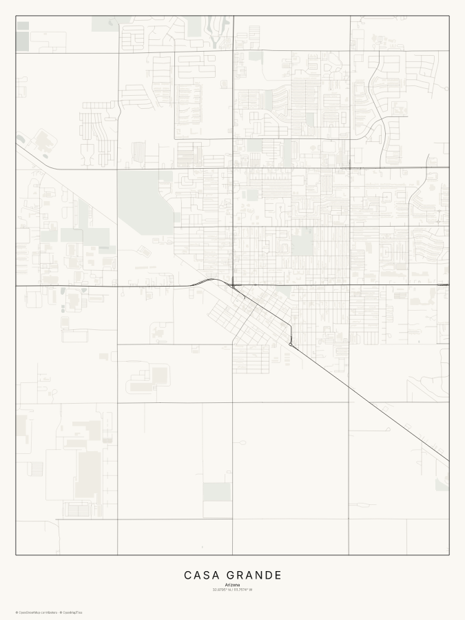 Casa Grande map poster, classic style
