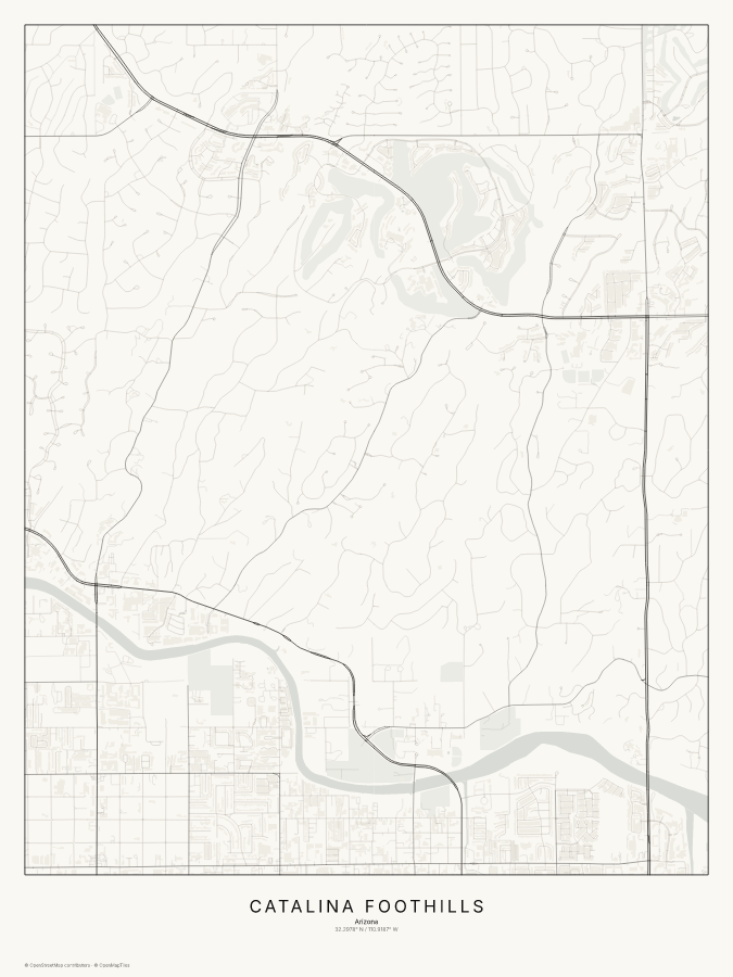 Catalina Foothills map poster, classic style
