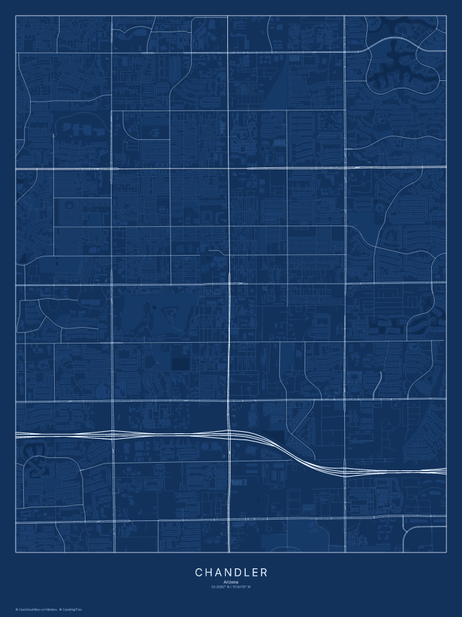 Chandler map poster, blueprint style