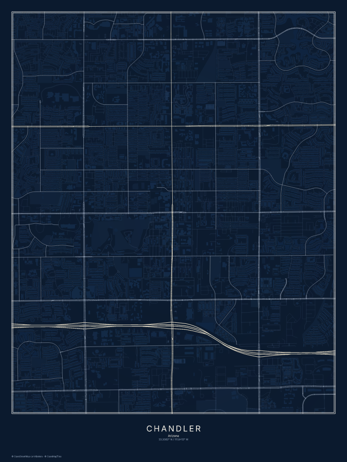 Chandler map poster, midnight style