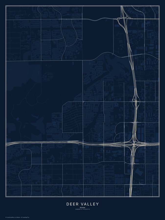 Deer Valley map poster, midnight style