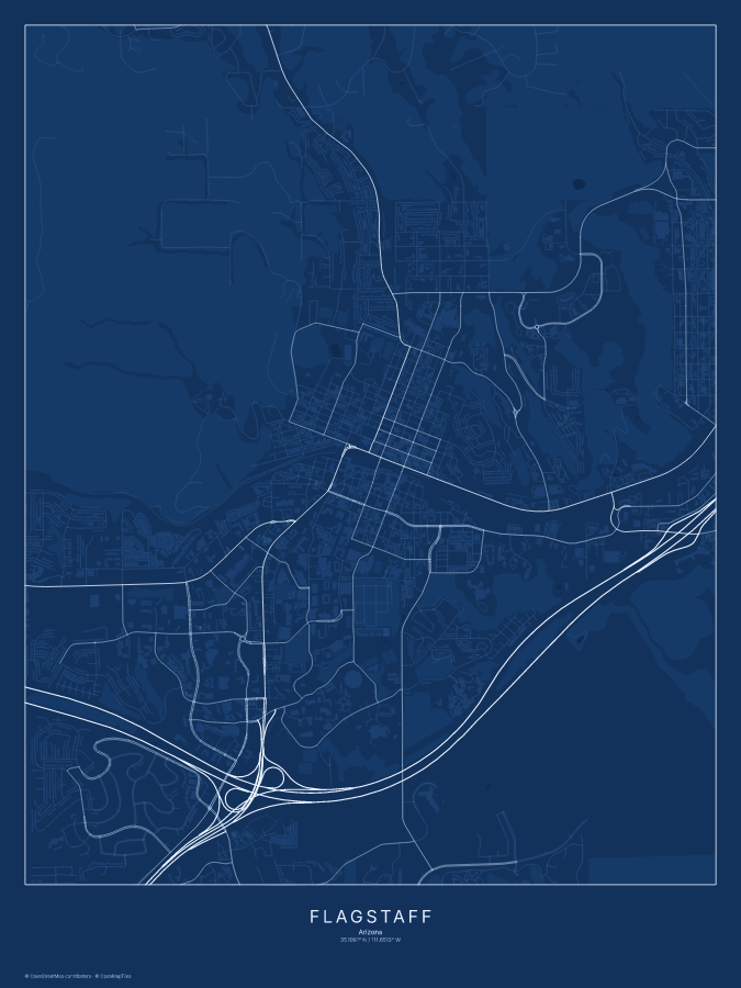 Flagstaff map poster, blueprint style