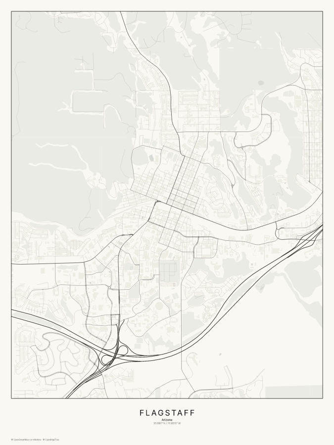 Flagstaff map poster, classic style