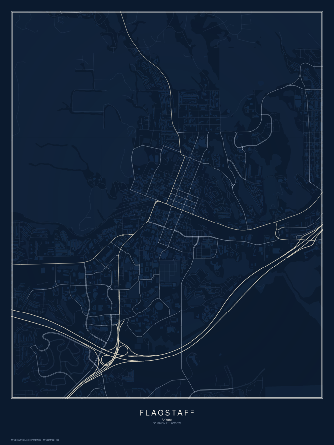 Flagstaff map poster, midnight style