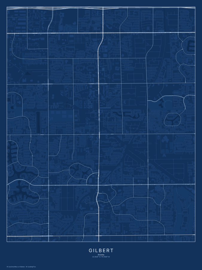 Gilbert map poster, blueprint style