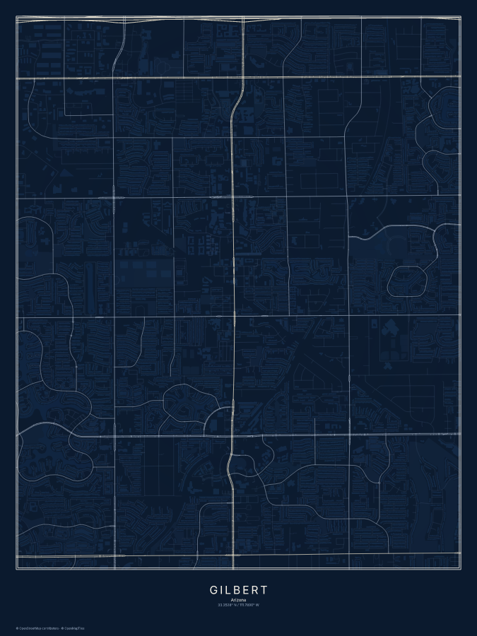 Gilbert map poster, midnight style