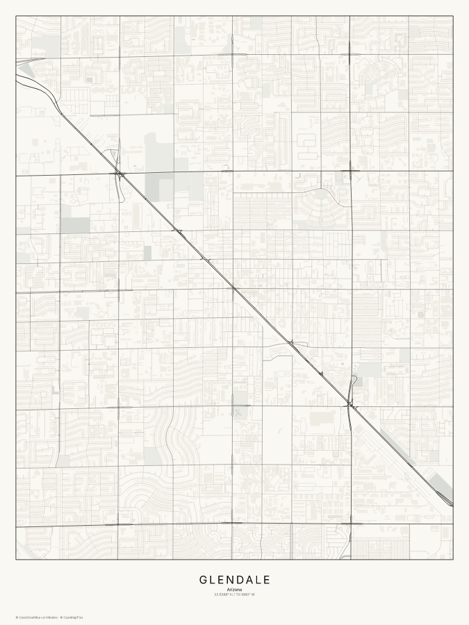 Glendale map poster, classic style