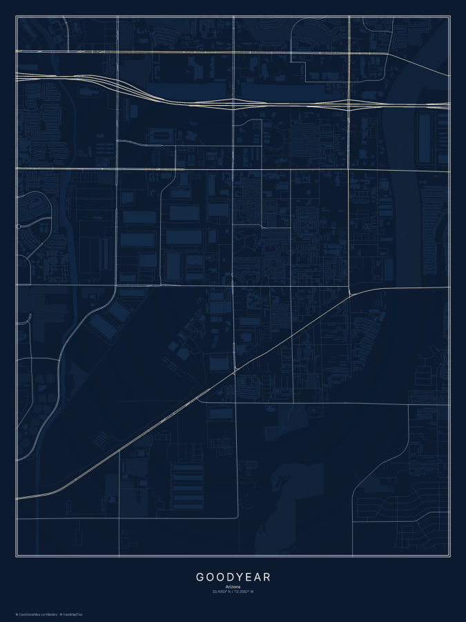 Goodyear map poster, midnight style