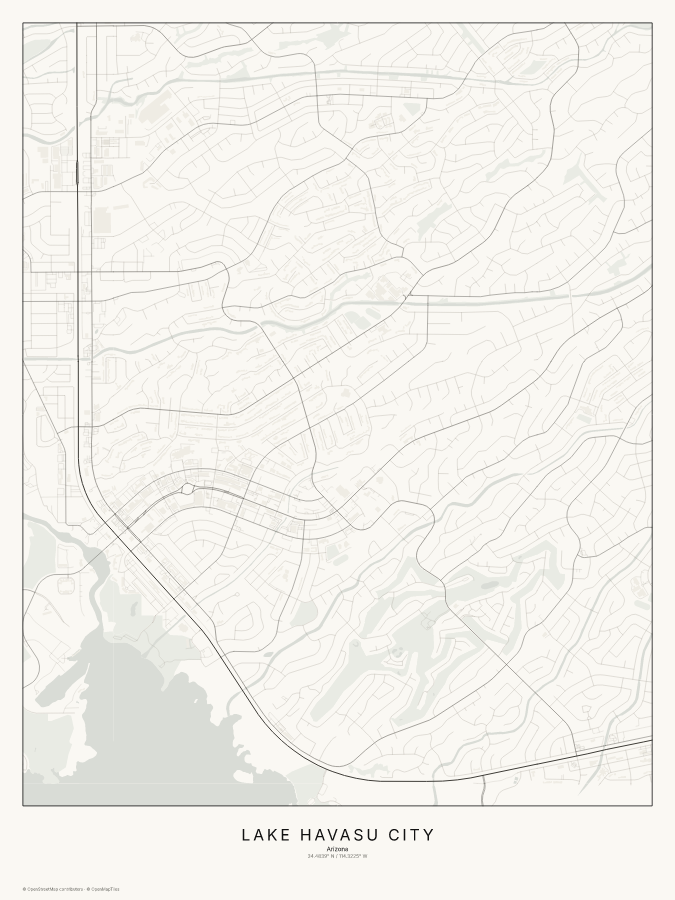 Lake Havasu City map poster, classic style