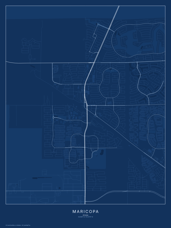 Maricopa map poster, blueprint style