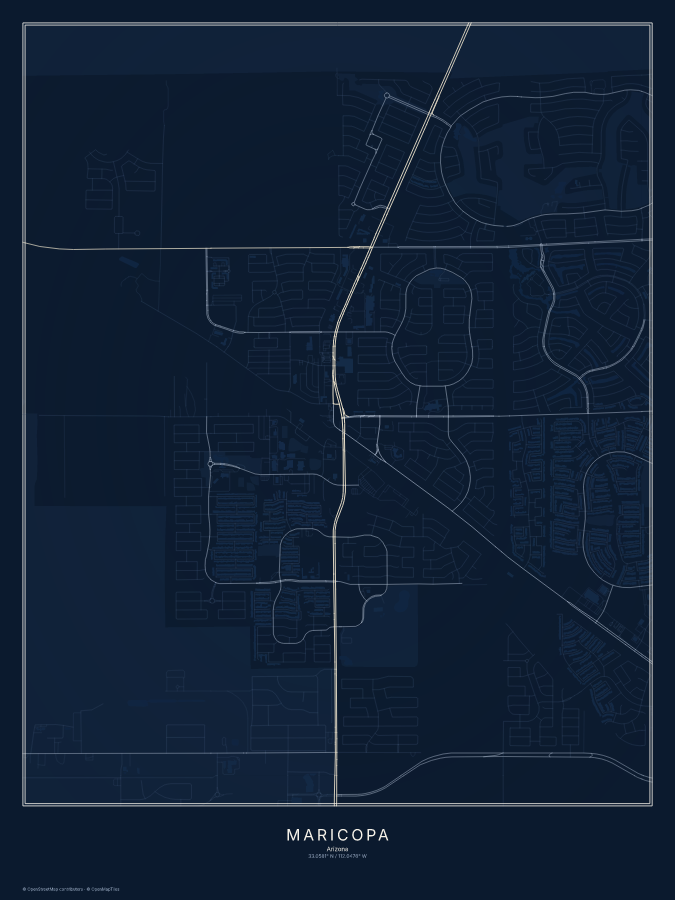 Maricopa map poster, midnight style