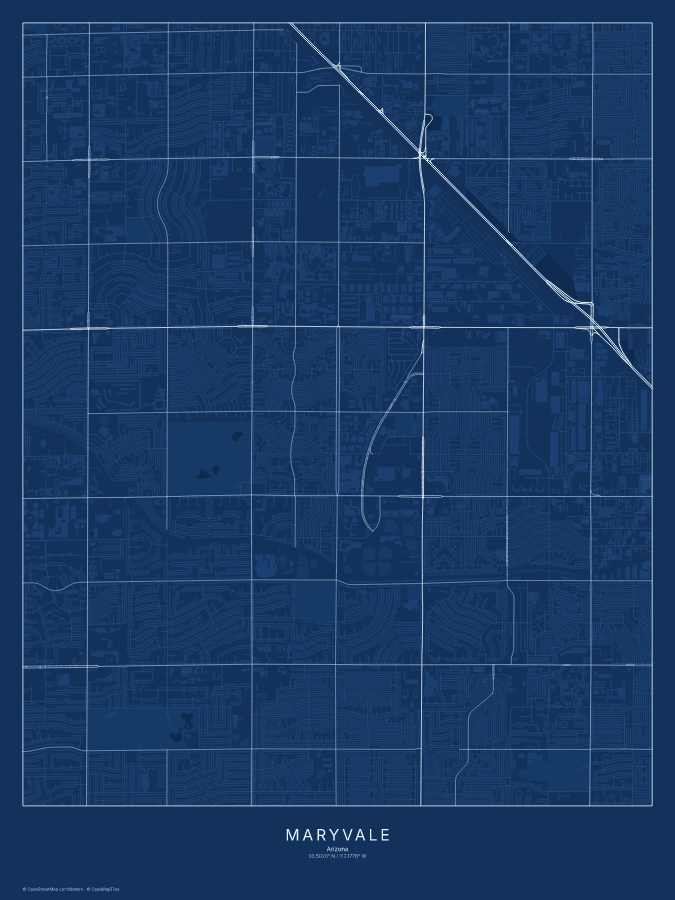 Maryvale map poster, blueprint style