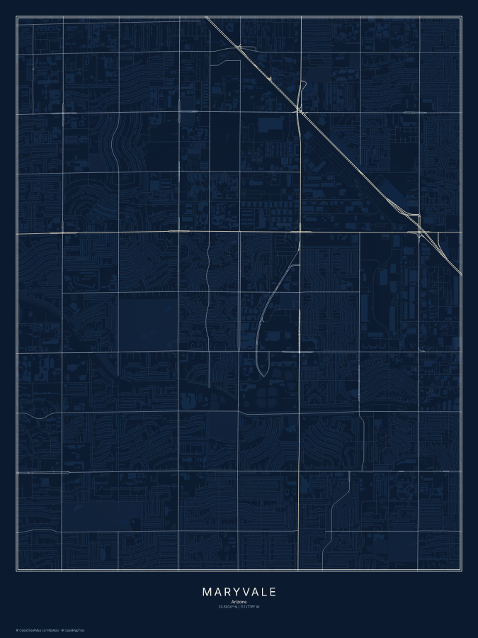 Maryvale map poster, midnight style