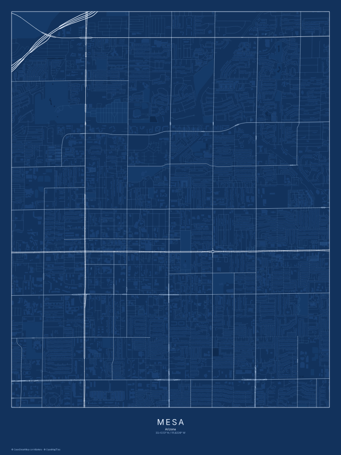 Mesa map poster, blueprint style