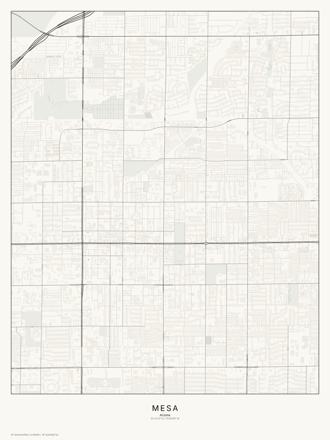 Mesa map poster, classic style