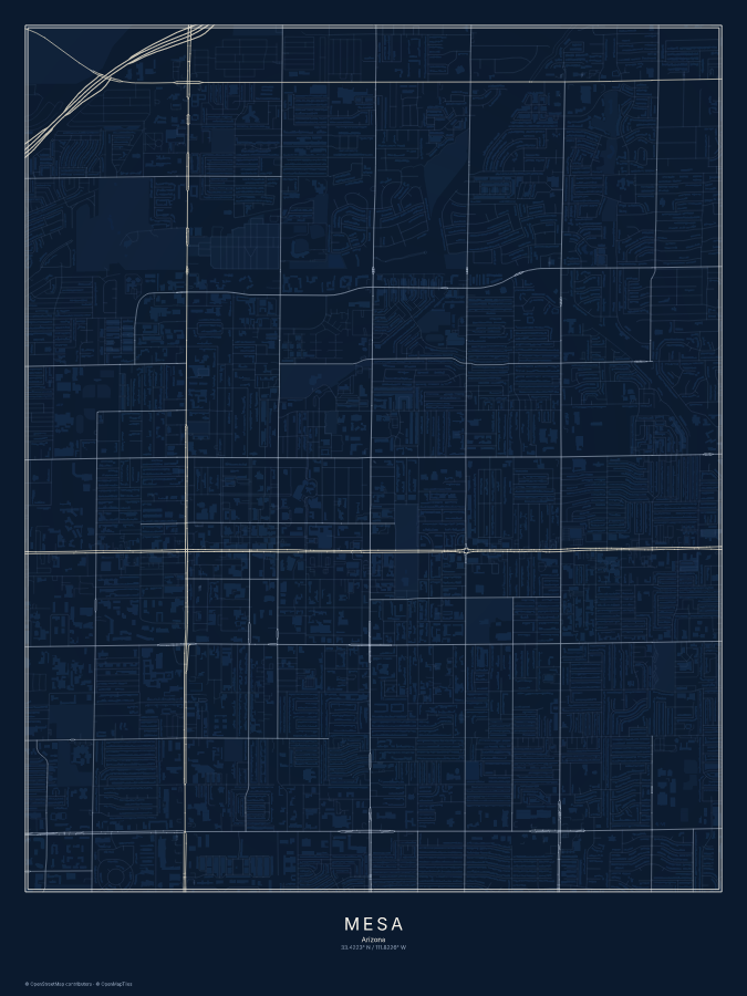 Mesa map poster, midnight style