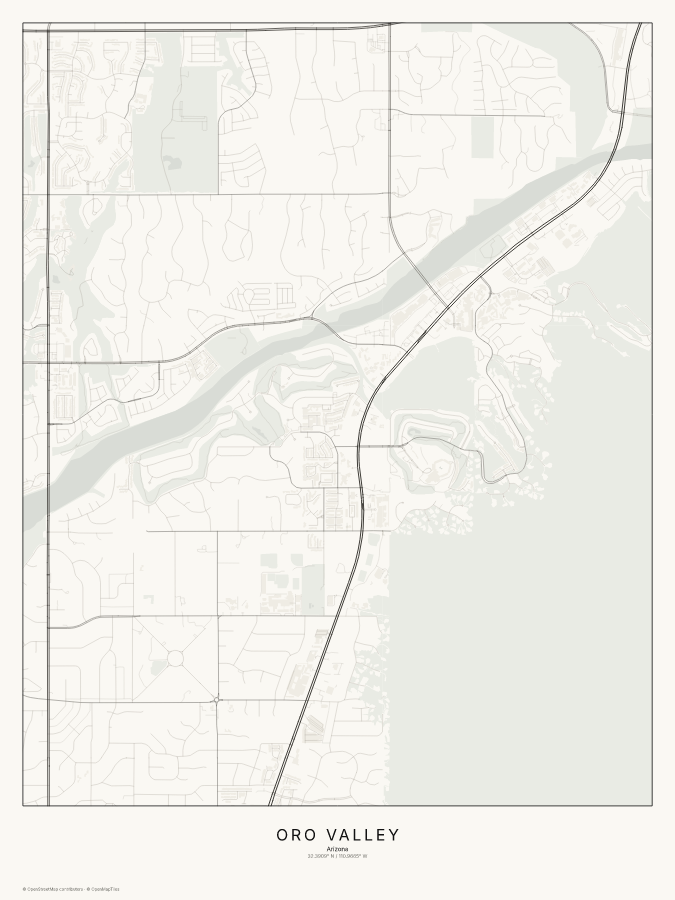 Oro Valley map poster, classic style