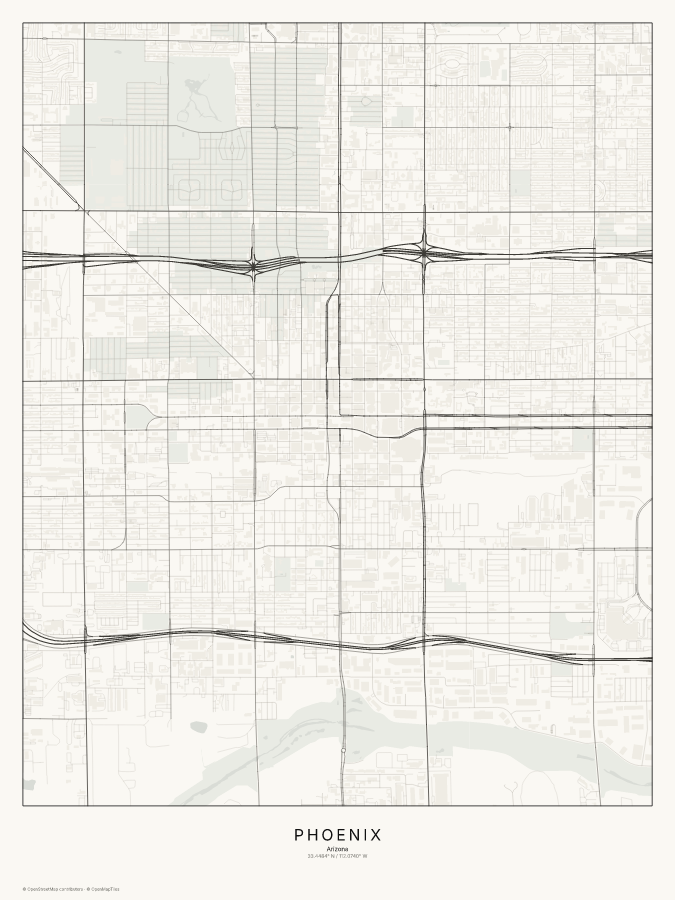 Phoenix map poster, classic style