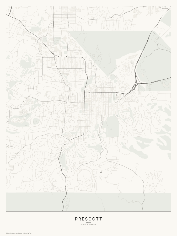 Prescott map poster, classic style