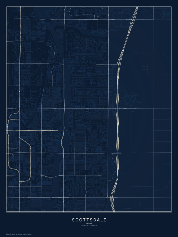 Scottsdale map poster, midnight style