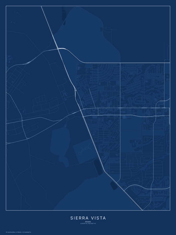 Sierra Vista map poster, blueprint style