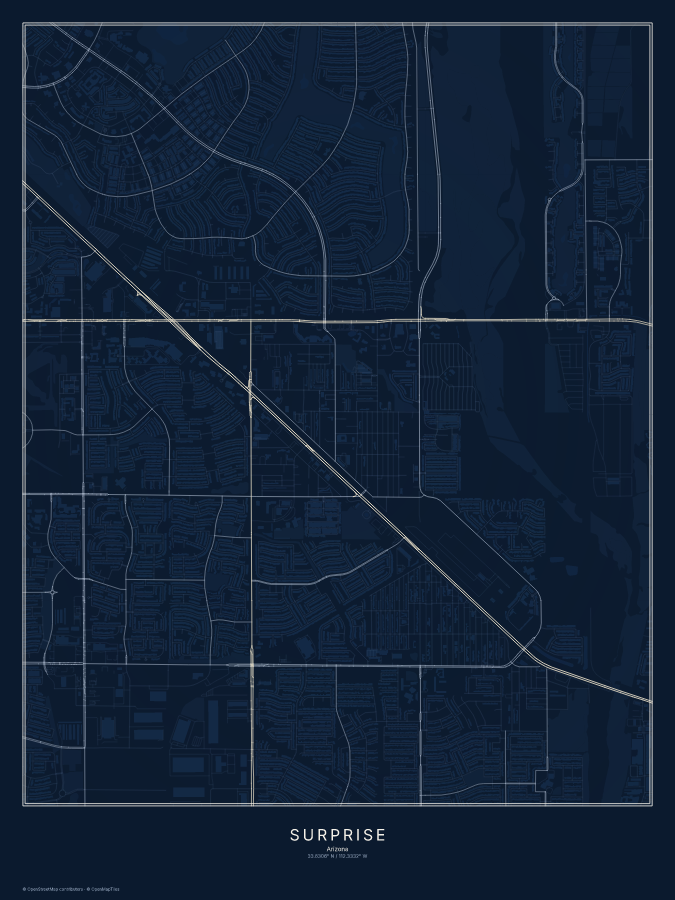 Surprise map poster, midnight style