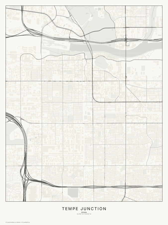 Tempe Junction map poster, classic style