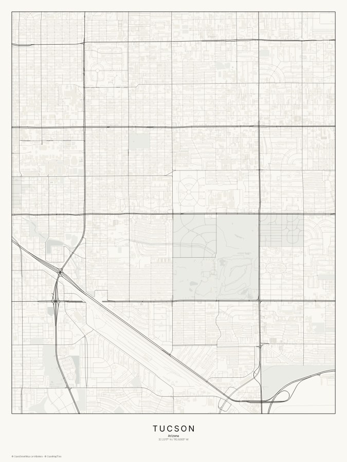 Tucson map poster, classic style