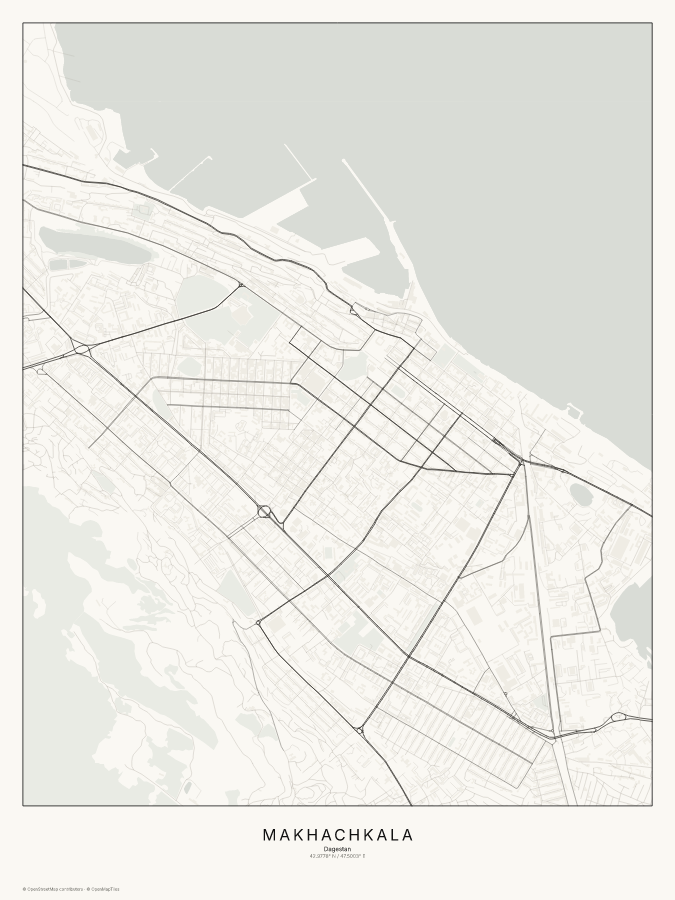 Makhachkala map poster, classic style