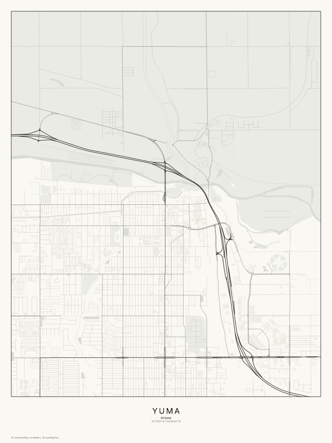 Yuma map poster, classic style