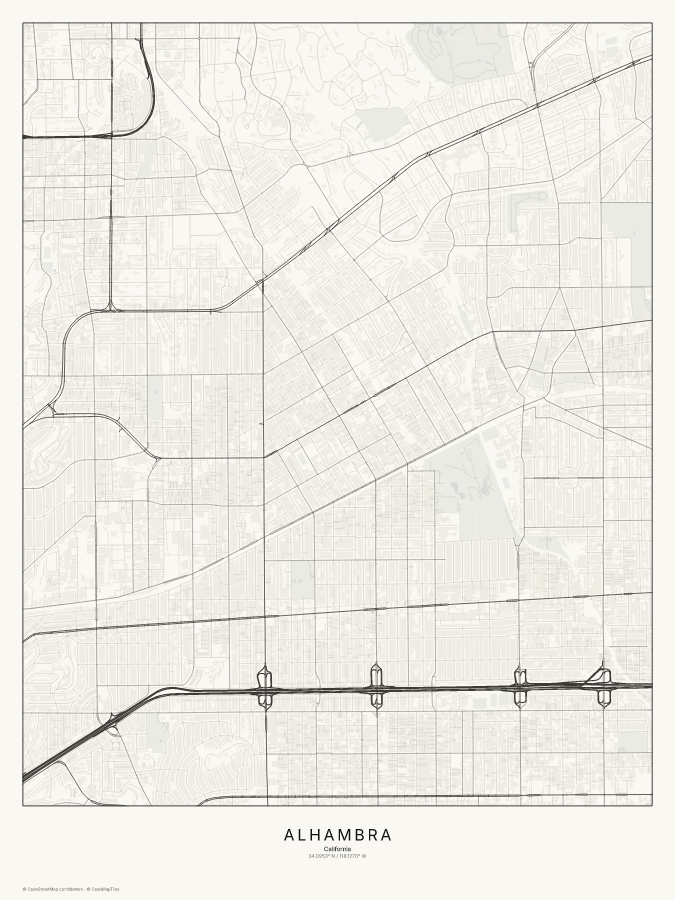Alhambra map poster, classic style