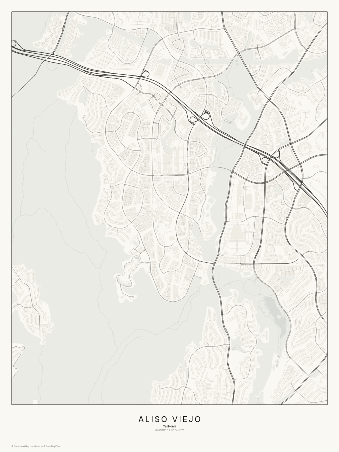 Aliso Viejo map poster, classic style