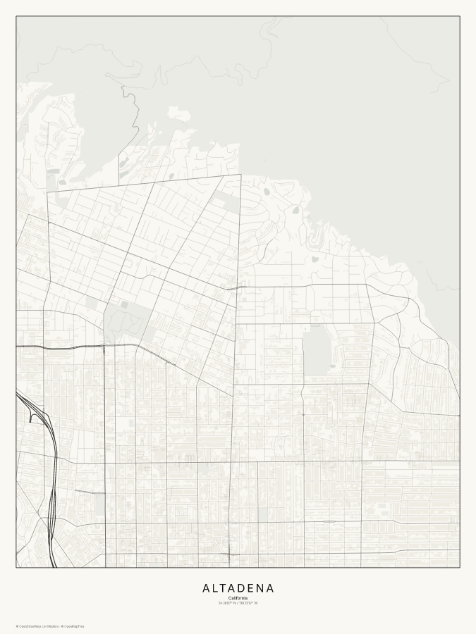Altadena map poster, classic style