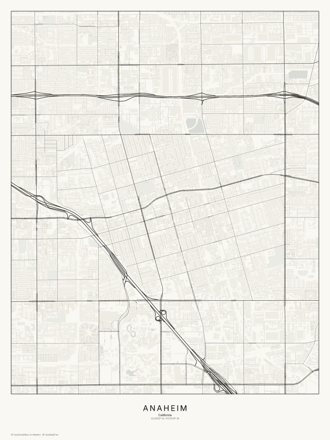 Anaheim map poster, classic style
