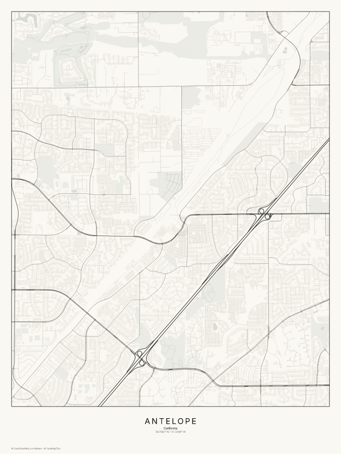 Antelope map poster, classic style