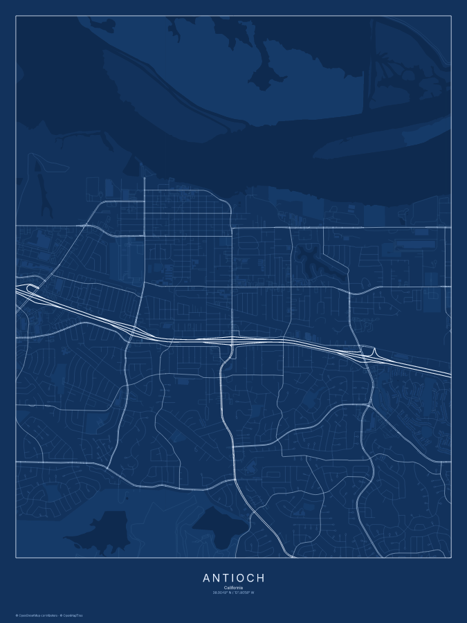 Antioch map poster, blueprint style