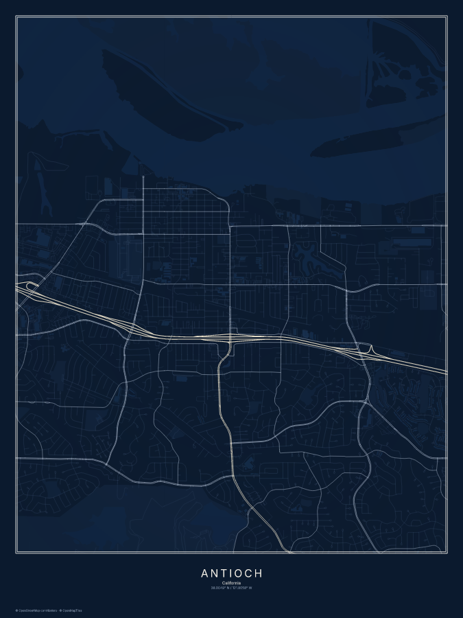Antioch map poster, midnight style