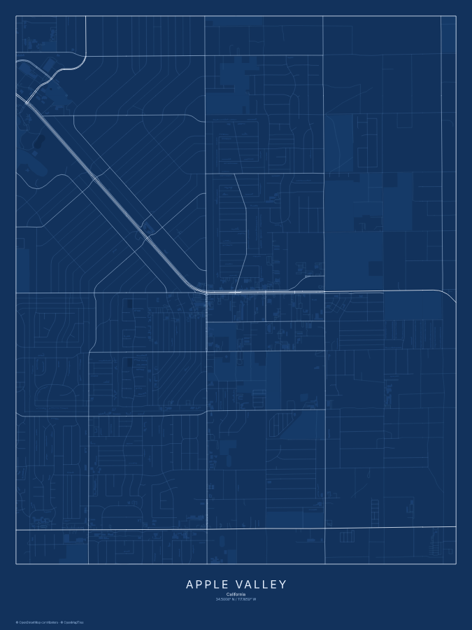 Apple Valley map poster, blueprint style