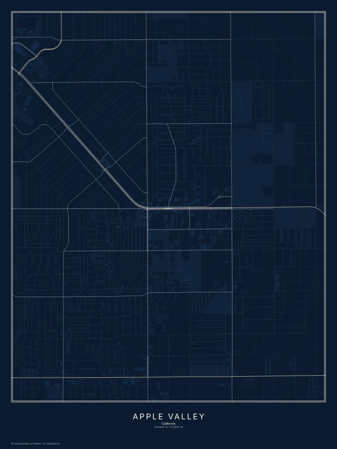 Apple Valley map poster, midnight style