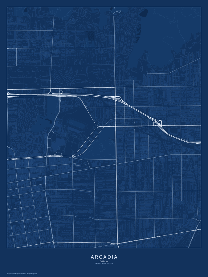 Arcadia map poster, blueprint style