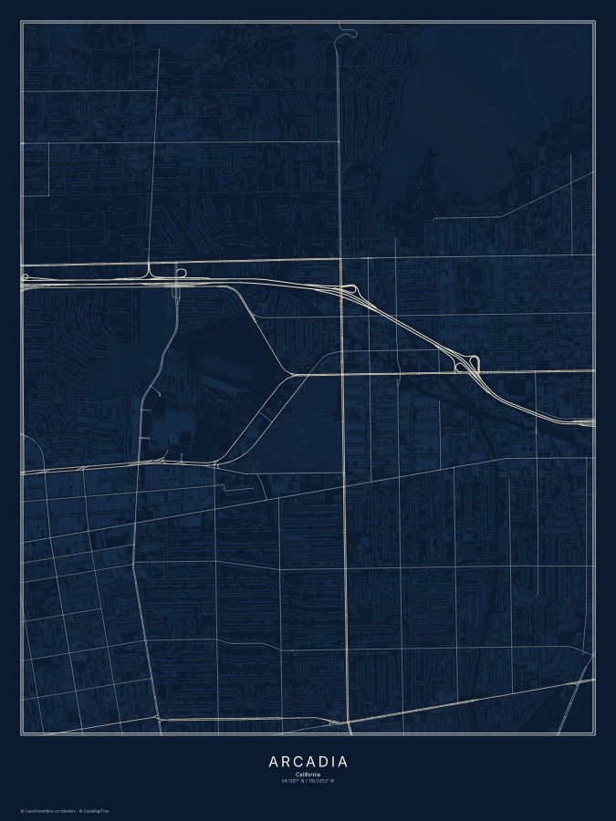 Arcadia map poster, midnight style