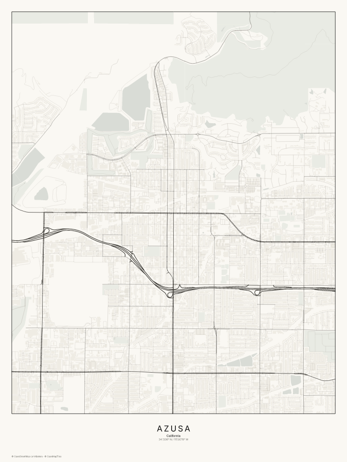 Azusa map poster, classic style