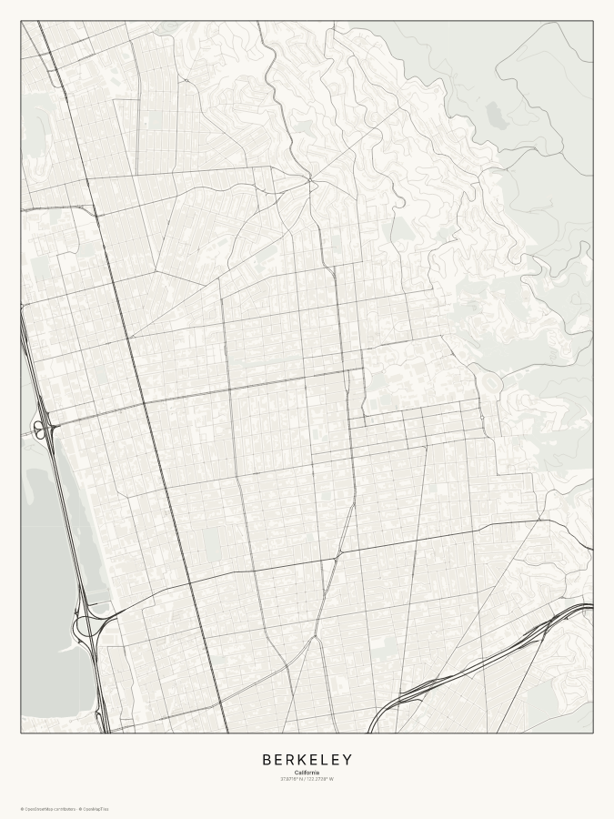 Berkeley map poster, classic style