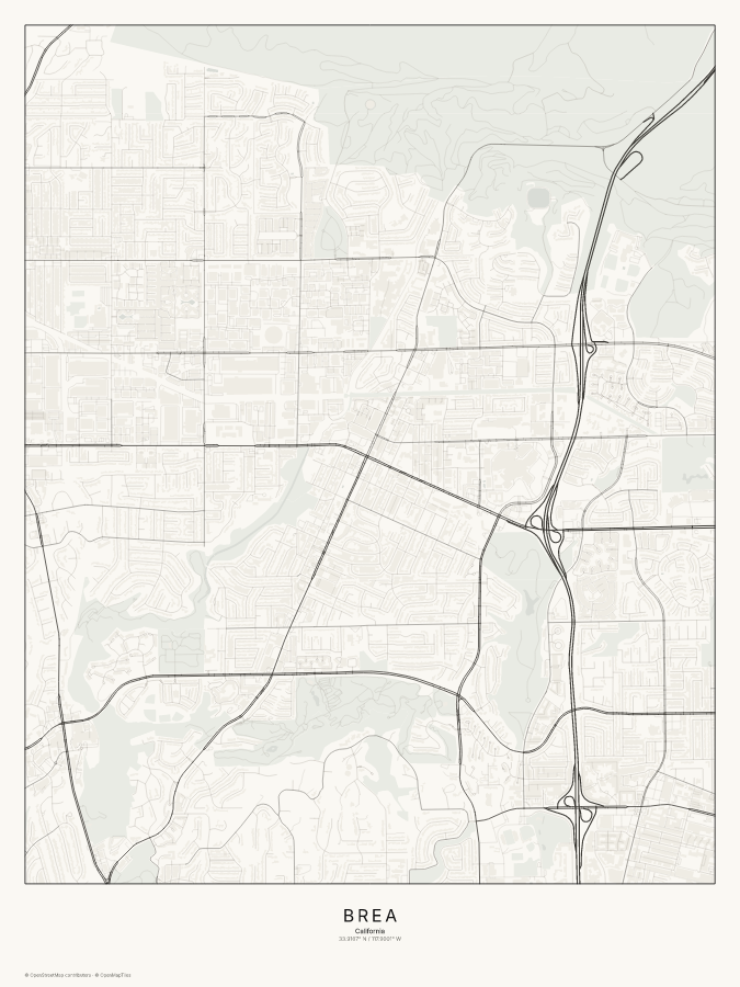 Brea map poster, classic style