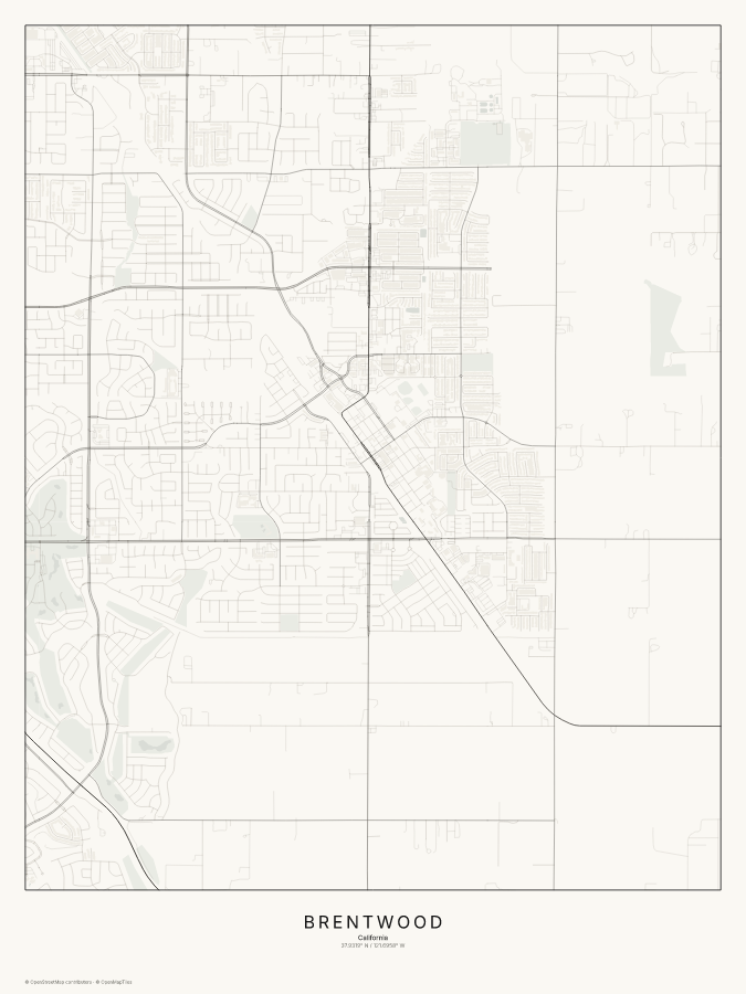 Brentwood map poster, classic style