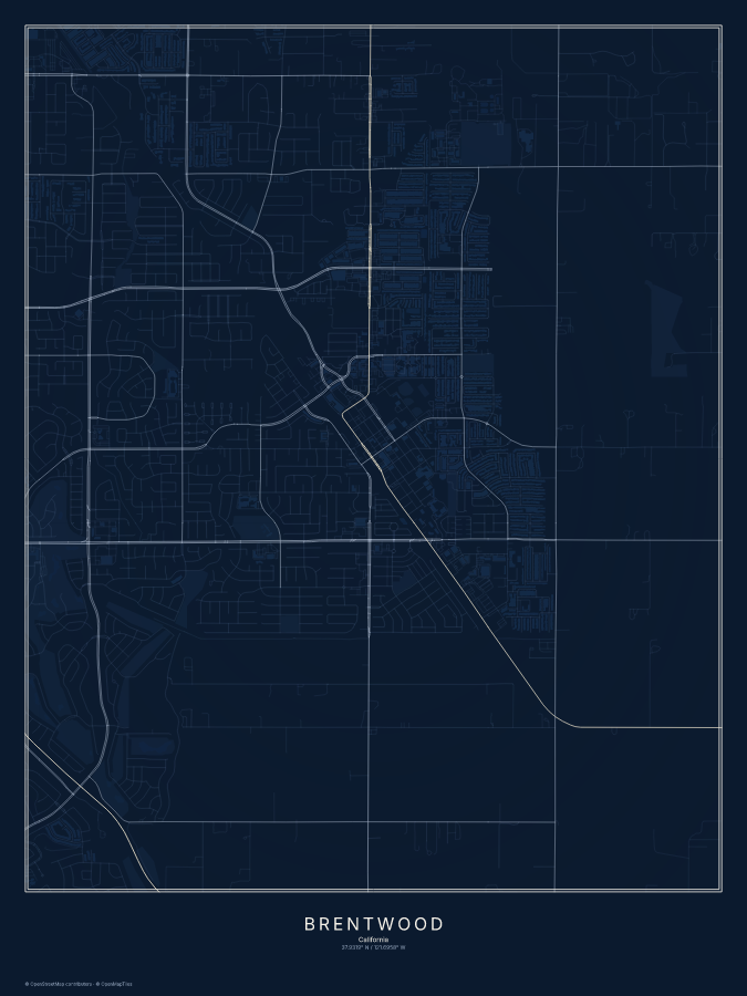 Brentwood map poster, midnight style