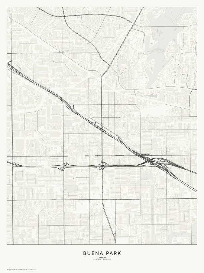 Buena Park map poster, classic style