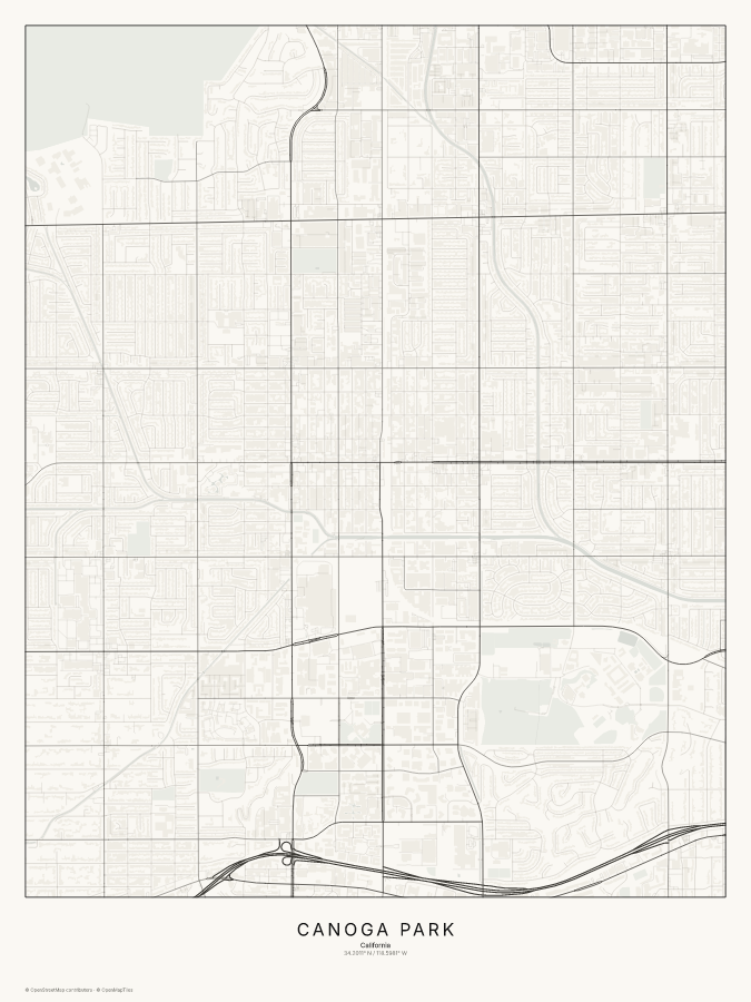 Canoga Park map poster, classic style