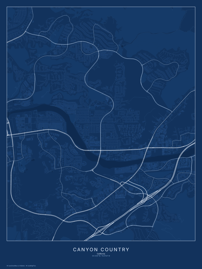 Canyon Country map poster, blueprint style