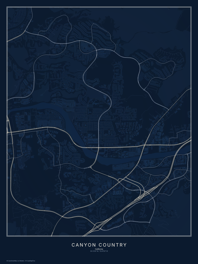 Canyon Country map poster, midnight style